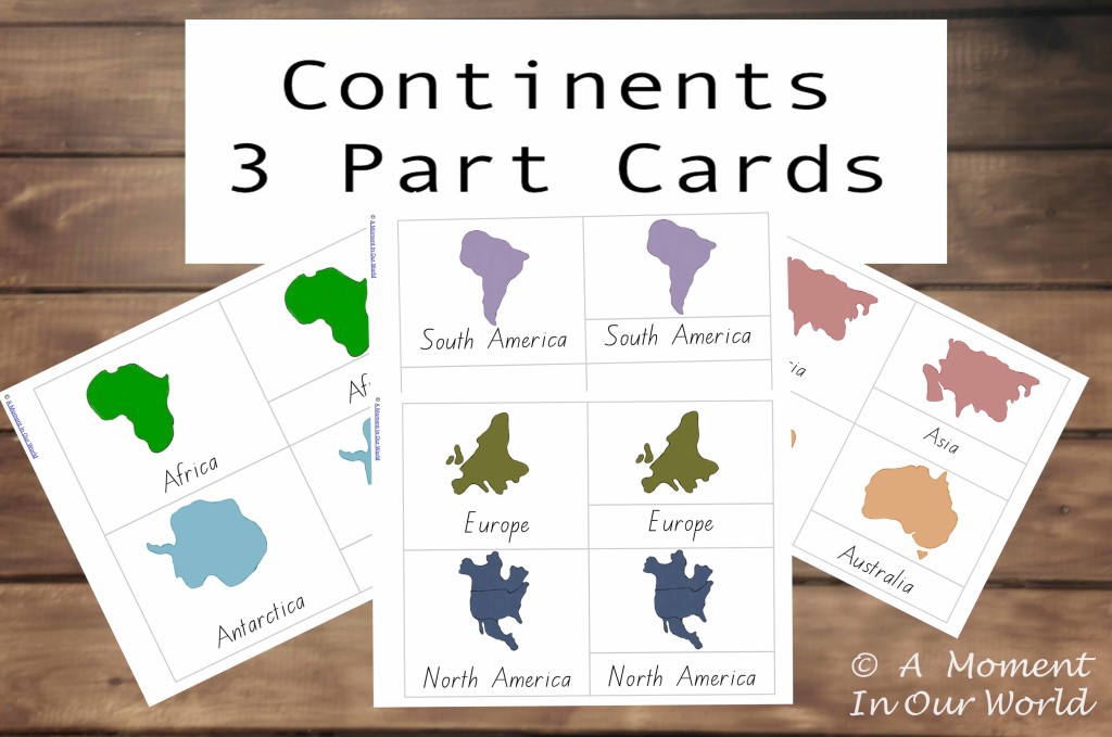 Continents 3 Part Cards Friday Freebie